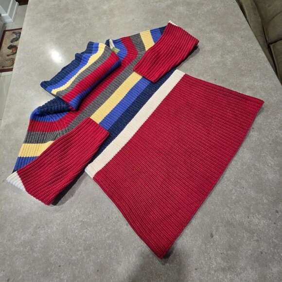 LIZ CLAIBORNE Red w/Multi-Colors Ribbed Striped Turtleneck Sweater  - Medium - Picture 1 of 12